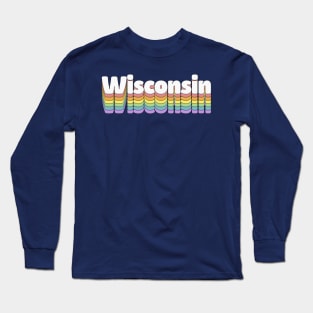 Wisconsin // Retro Typography Design Long Sleeve T-Shirt